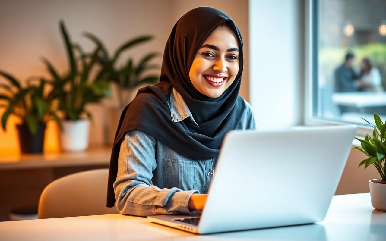 Pakistani girl learning online earning on laptop